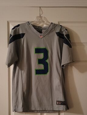 NFL Men's Gray Jersey with Navy & Lime Number